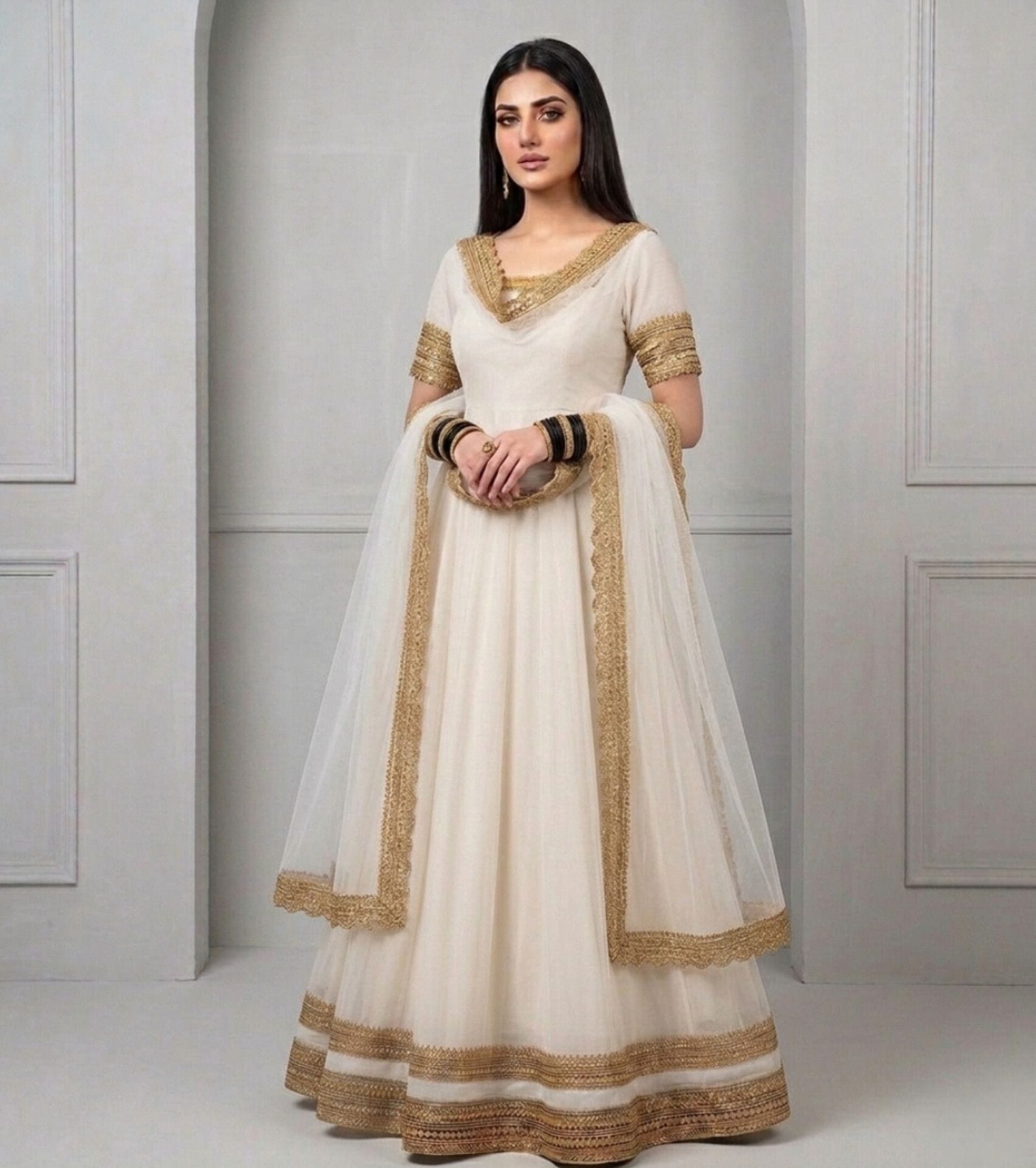 Golden Whisper Anarkali